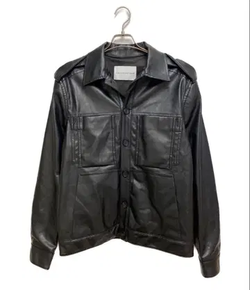 CORNERSTONE 블랙 가죽 자켓
