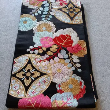 블랙 꽃무늬 자수 오비
