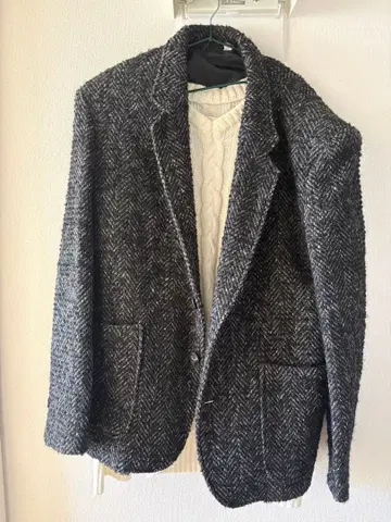 헨리 본 그레이 트위드 테일러드 자켓 L 사이즈