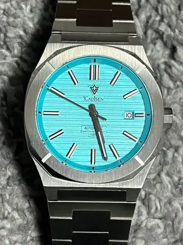 CADISEN 자동 와인딩 손목시계 아쿠아 블루