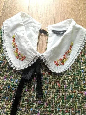 시스터제인 트위드 원단 상의 그린