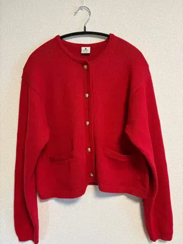 니코앤드 메탈 버튼 빨간색 니트 가디건 레드