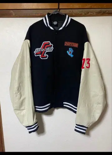 SANTA CRUZ 바시티 자켓 S 사이즈 블랙/아이보리