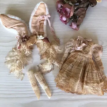 퓨어니모 XS 바디 아웃핏 커스텀 브라이스 토끼 귀와 드레스 세트