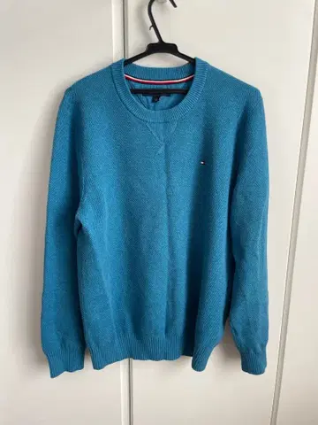 타미힐피거 파랑 크루넥 니트 스웨터 L