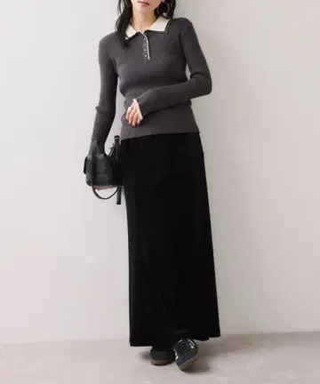 VIS 더블 칼라 폴로 니트탑