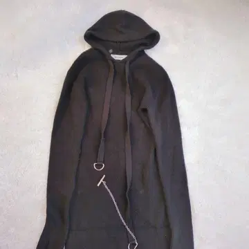 MELT THE LADY 니트 롱 원피스 블랙 라인 후드 체인