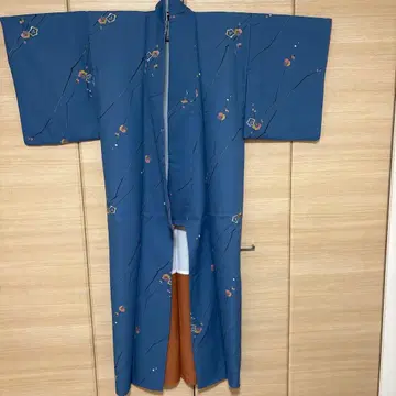 미사용 파란색 꽃무늬 코몬 기모노 일본제