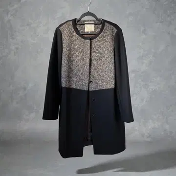 자유구 노카라 코트 블랙 트위드