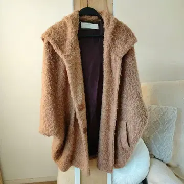 플리스 후드 부착 자켓 베이지