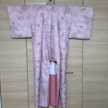 미사용 일본제 옅은 핑크 꽃무늬 코몬