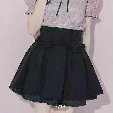 턱 플레어 도리 미니 스커트 블랙