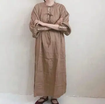 doux bleu 리본 타이 린넨 원피스