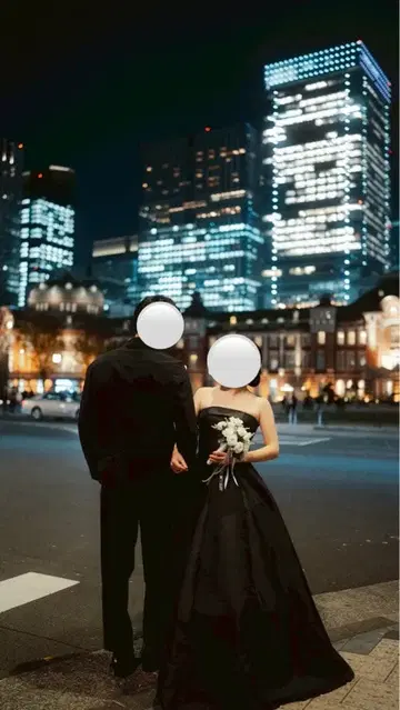 본식 촬영 블랙 웨딩 드레스 A라인 새틴