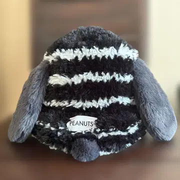 PEANUTS 스트라이프 패턴 귀도리 모자