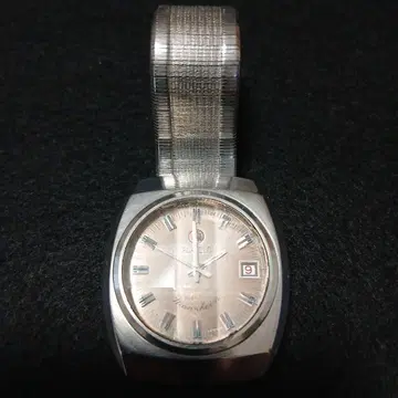 자동 태엽 시계 핑크 다이얼 메탈 밴드