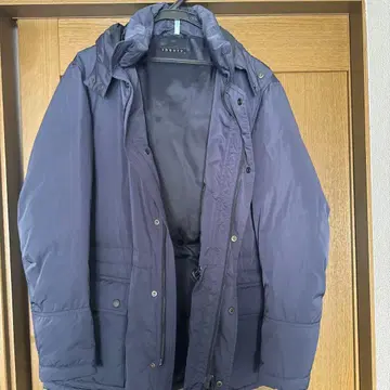 네이비 탈부착 가능 후드 다운 자켓