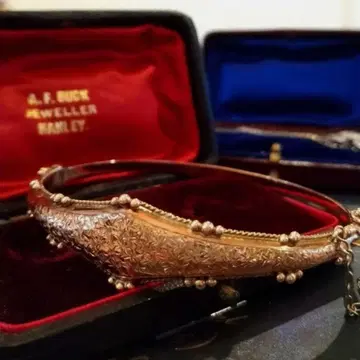 버밍엄 각인 9골드 뱅글 팔찌 세밀 조각 빅토리아 시대