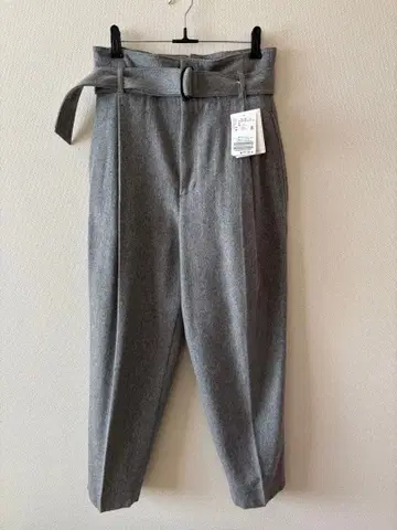 그레이 허리 리본 와이드 팬츠 36