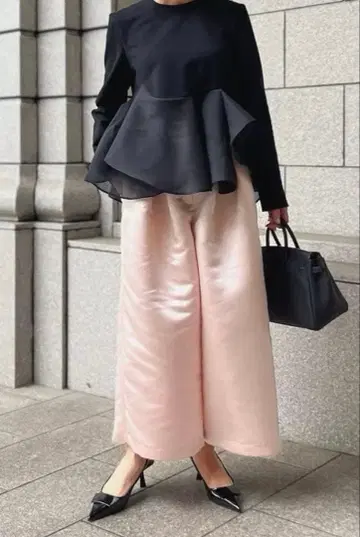 [ Heve ] 새틴 플레어 가우초 팬츠 핑크 36