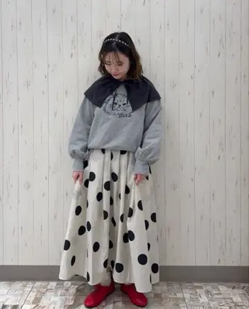 SM2 시어 도트 프린트 스커트