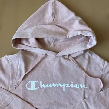 Champion 핑크 로고 후드 부착 후드티
