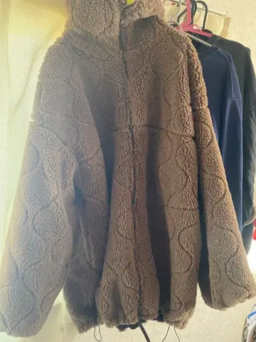 브라운 보아 자켓 후드 부착