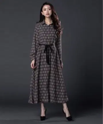 emiriawiz 기하학 패턴 백 플리츠 원피스