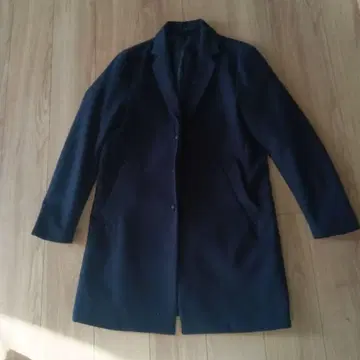 울 소재 다크 코트 블랙 l