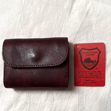 리티스타 미니 지갑 도치기 가죽 브릭 레드 소가죽