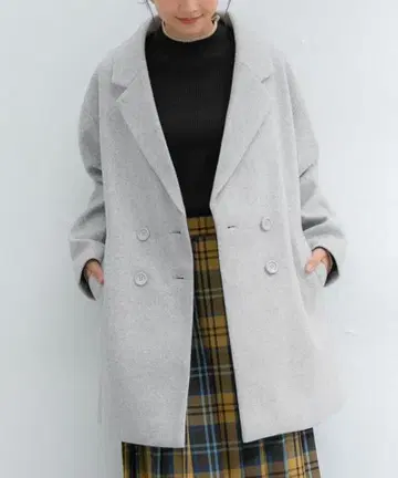 Honeys GALCIER 더블 버튼 하프 기장 코트