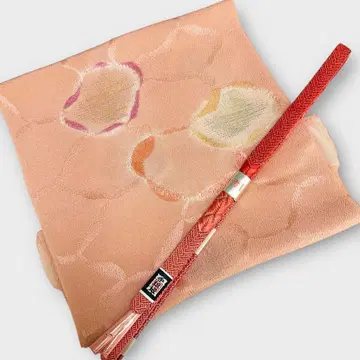 오비 장식 천 허리띠 세트 순수 실크 살몬 핑크 계열