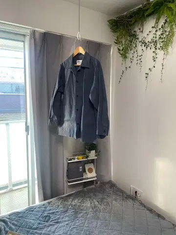 MHL 블루 그레이 긴팔 셔츠 버튼 포함