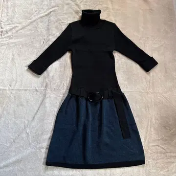 7부 기장 니트 원피스