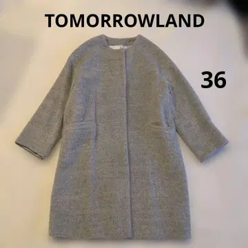 투모로우랜드 알파카 혼방 노카라 코트 그레이 36