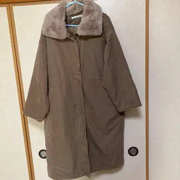 ELENCAREDU E 퍼 달린 브라운 롱 코트