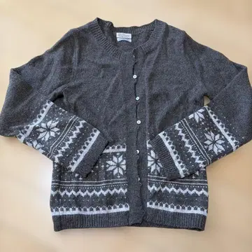 눈꽃 결정 패턴 그레이 가디건 M