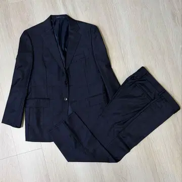 Mitsumine 네이비 체크 무늬 비즈니스 정장