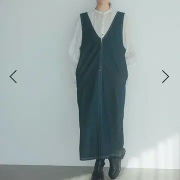 스튜디오 클립 프론트 지퍼 오버롤 스커트 인디고