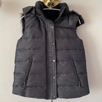 LOUNIE 퍼 달린 후드 다운 베스트