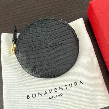 미출시 새상품 BONAVENTURA 코인 케이스 블랙 리자드 엠보싱 가죽