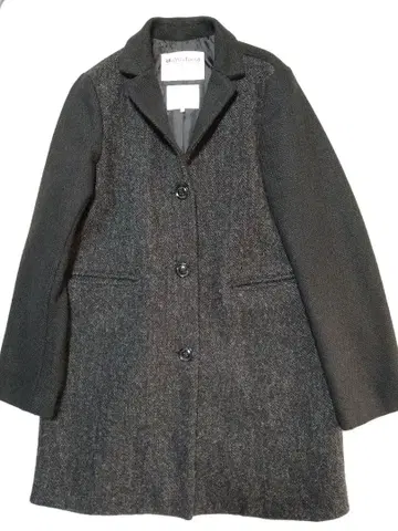 다크 그레이 블랙 헤링본 무늬 롱 코트