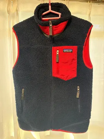 patagonia 플리스 베스트 XS 네이비/레드