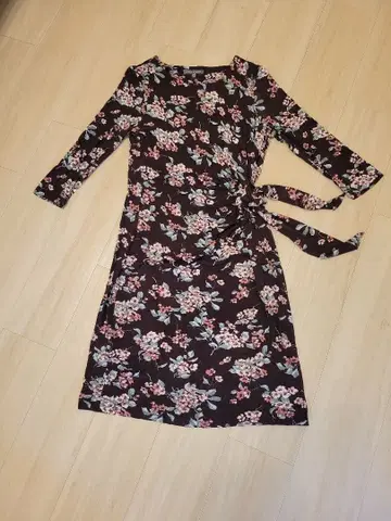 플라워 프린트 긴팔 원피스