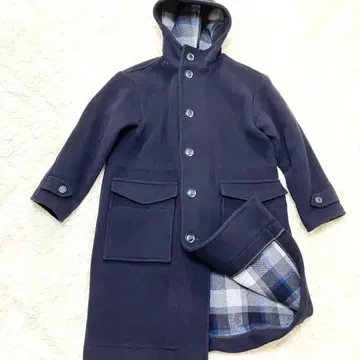 레어! 런던 트래디션! 체크! 후드! 롱 코트