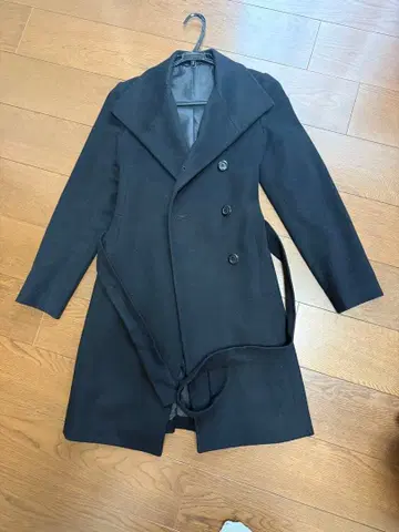 아나이 캐시미어 여배우 옷깃 소두 미 실루엣 벨티드 히요쿠 롱 코트