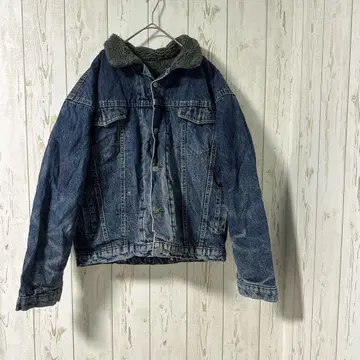 보아 부착 다크 블루 데님 자켓 겨울 따뜻한 당일 발송