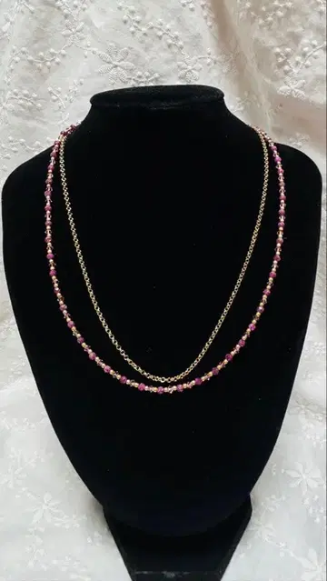 루비와 스와로브스키 이중 목걸이