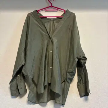 새상품 PASSIONE 올리브 그린 실크 혼방 긴팔 셔츠