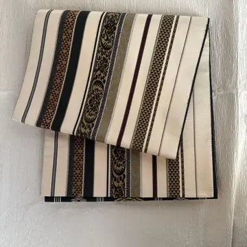 새상품급 하카타 오리 후쿠로 오비 리버서블 긴자 기모노 아오키